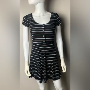 Aero Seriously Soft Short Sleeve Shirt Dress Striped Womens S Decorative Buttons